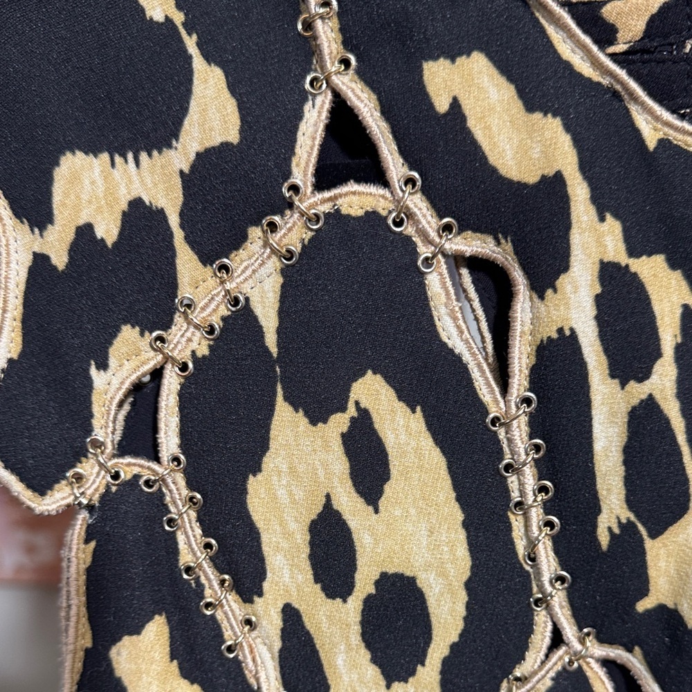 🌠Givenchy Runway! ONE OF A KIND!Reconstructed Black/Gold Leopard Print Zip Vest! - Picture 1 of 10